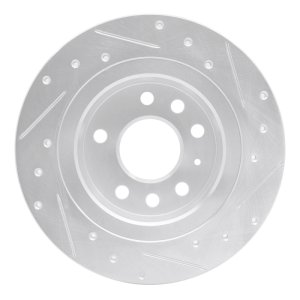 Cadillac BLS Brake Rotor (1) - Rear Left - R1 Concepts - Drilled & Slotted - Silver - `03-`11